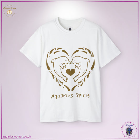 Aquarius Spirit - Heyoke Collection Tee - Dolphin Heart Splash - white