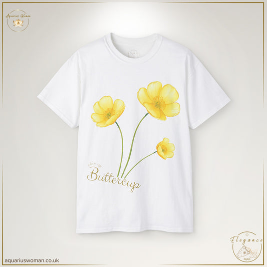 Elegance Collection: Watercolour Buttercup "Chin Up, Buttercup" Tee from Aquarius Woman