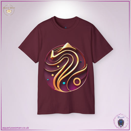 Aquarius Woman - Zodiac Tee - Abstract Symbol Design from the Heyoke Collection - maroon