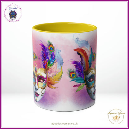 Heyoke Collection: "Cosmic Masquerade" Ceramic Mug - Unveil the Mystical Sip