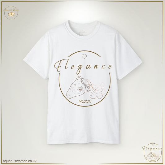 Elegance Embodied: Aquarius Woman Tee - White